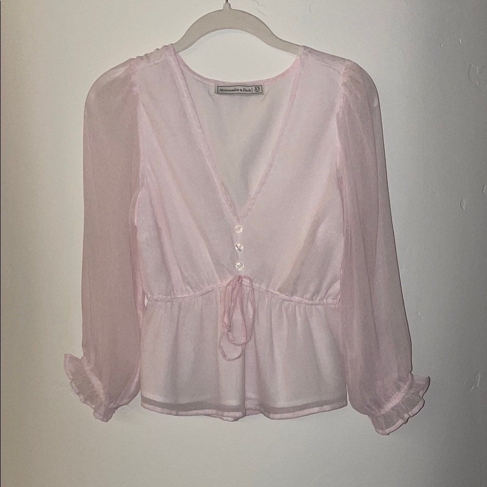 Abercrombie & Fitch Light Pink Sheer Blouse
